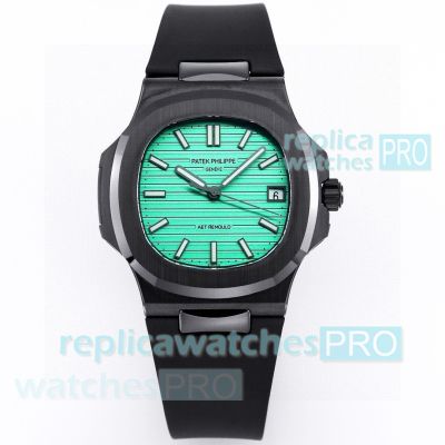 Swiss Replica AET REMOULD Patek Philippe Nautilus 5711 Turquoise Black Ceramic Watch 